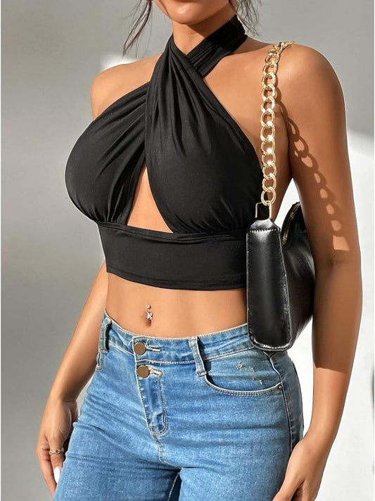 Sandy Büstiyer Bağlamalı Crop Bluz 2025 Yaz-Sonbahar