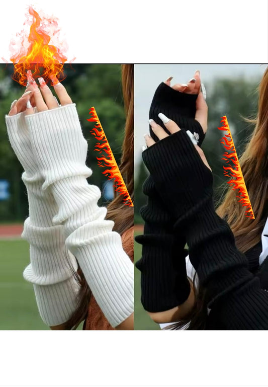 Kadın Erkek Isıtıcı Eldiven Kolluk Beyaz 45 Cm Likrali Esnek 2025 Yeni Moda