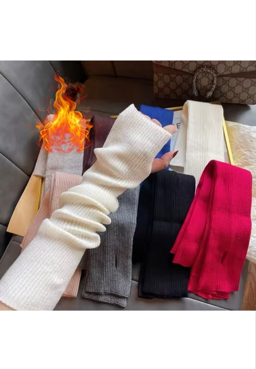 Kadın Erkek Isıtıcı Eldiven Kolluk  Siyah 45 Cm Likrali Esnek 2025 Yeni Moda