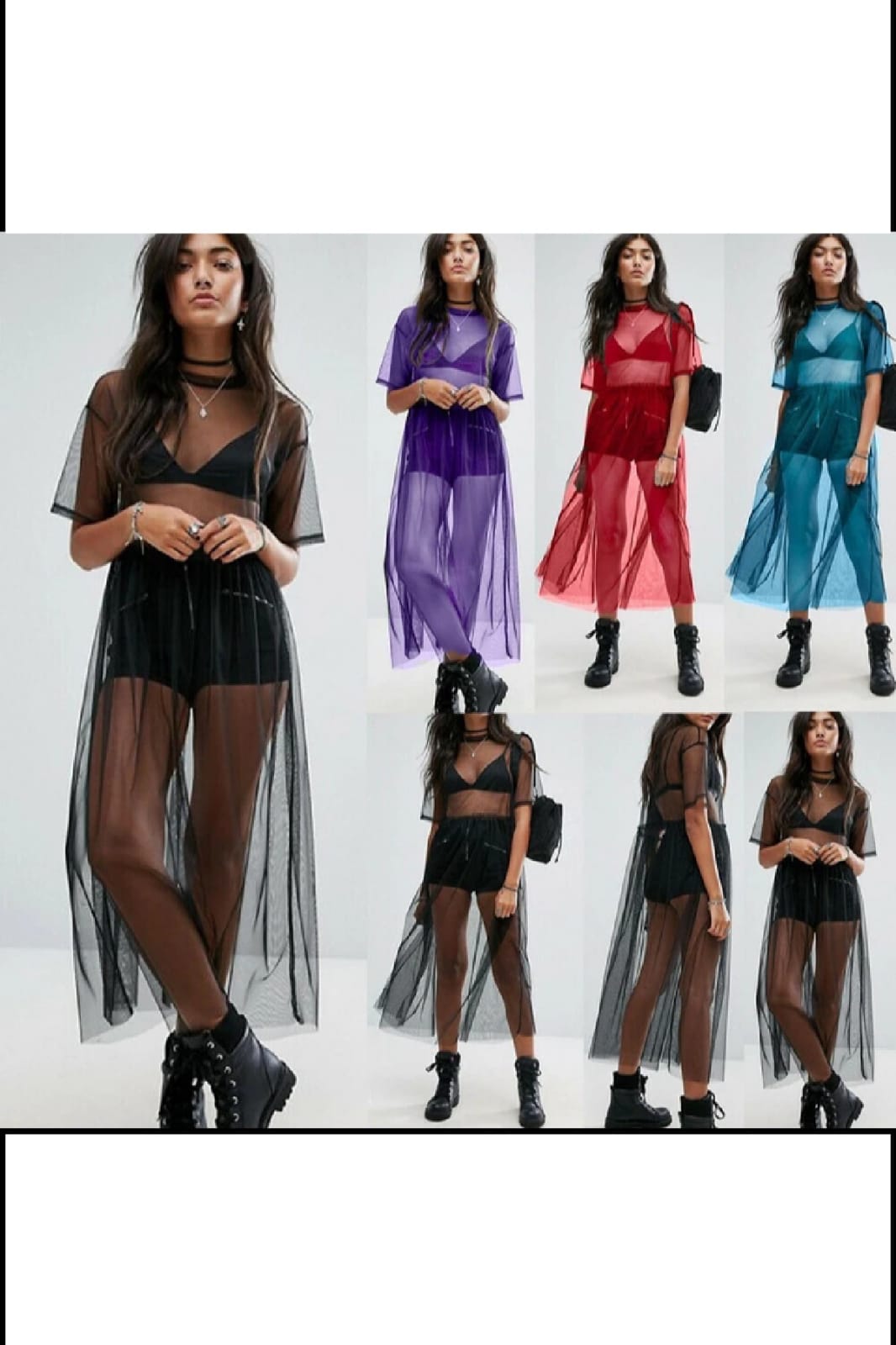 Kadın Tül Elbise Likralı 2025 Sonbahar-Kış