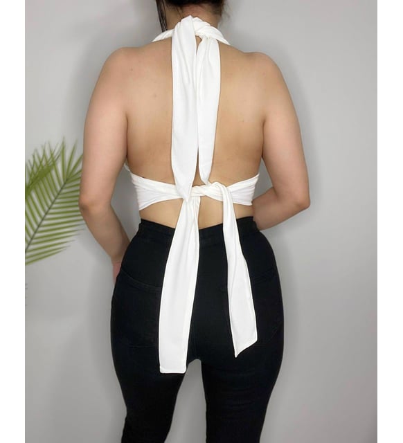 Sandy Büstiyer Bağlamalı Crop Bluz 2025 Yaz-Sonbahar